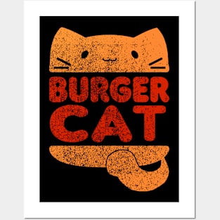 Burger Cat Retro Posters and Art